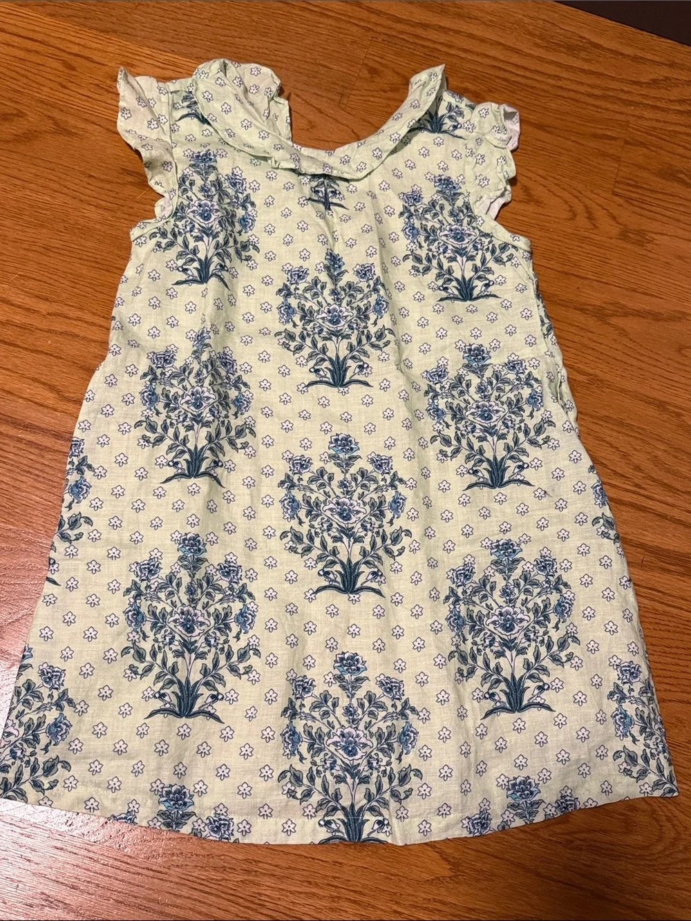 Roller Rabbit - Girls' Light Green Linen Floral Print Dress- size 12
